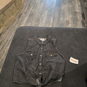 Wrangler Sleeveless Denim Top - Gray
